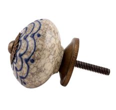 Navy Blue Crackle Ceramic Cupboard Knob